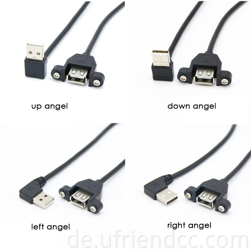 Benutzerdefiniertes Kabel USB Männlich -zu -Frauen -Verlängerungskabel mit Befestigungsscheibenschrauben für ein schnelles und stabiles Signalgetriebe